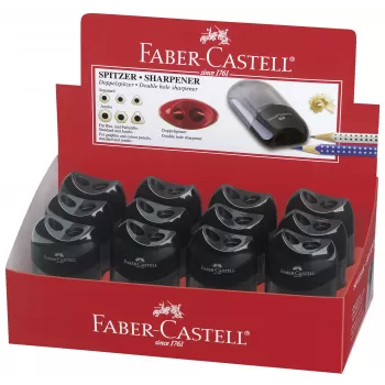 Ascutitoare plastic dubla cu container neagra Faber-Castell-3