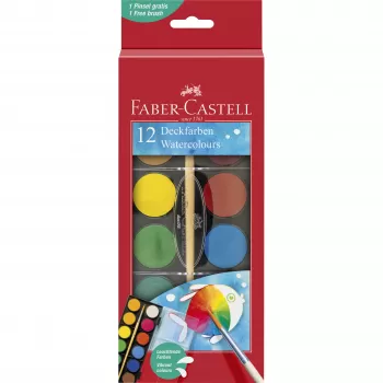 Acuarele 12 culori 30mm + pensula Faber-Castell-1