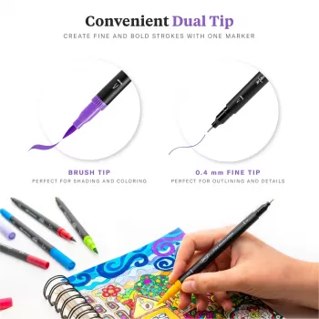 Brush Pen Daco, marker cu 2 capete, set 60 bucati PX560-3