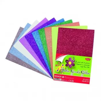 Hârtie gumată glitter autoadezivă 10 culori DACO-1