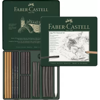 Set pitt monochrome carbune 24 buc Faber-Castell-1