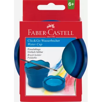 Pahar pictura pliabil pentru spalat pensulele, Clik&Go albastru, Faber-Castell -3