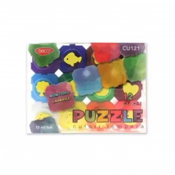 Culori tempera 12 culori Puzzle DACO-1