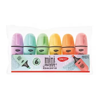 Marker evidentiator mini set 6 culori pastel Daco MK402/6-1