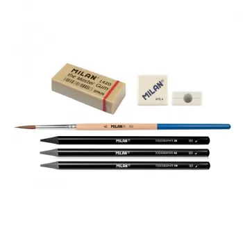 Set 3 creioane grafit fara lemn, solubile, in cutie metalica Milan-3