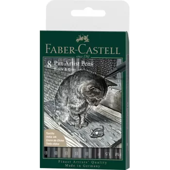 Pitt artist pen set 8 buc negru & gri Faber-Castell-1