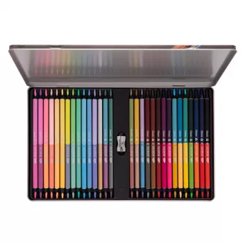 Set 30 creioane colorate bicolore în cutie metalică Daco CC430-1