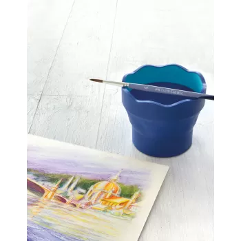 Pahar pictura pliabil pentru spalat pensulele, Clik&Go albastru, Faber-Castell -5