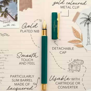 Stilou Faber-Castell Neo slim, verde  forest , penita F-4