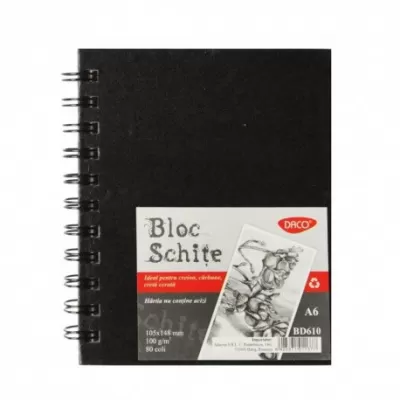 Sketchbook - bloc schite A6, 100g/mp, 80 file Daco BD610-img