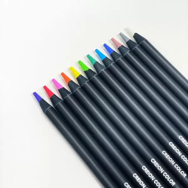 Creioane colorate 12 culori, lemn negru Black&White Daco CC412N-2-IMG-slider