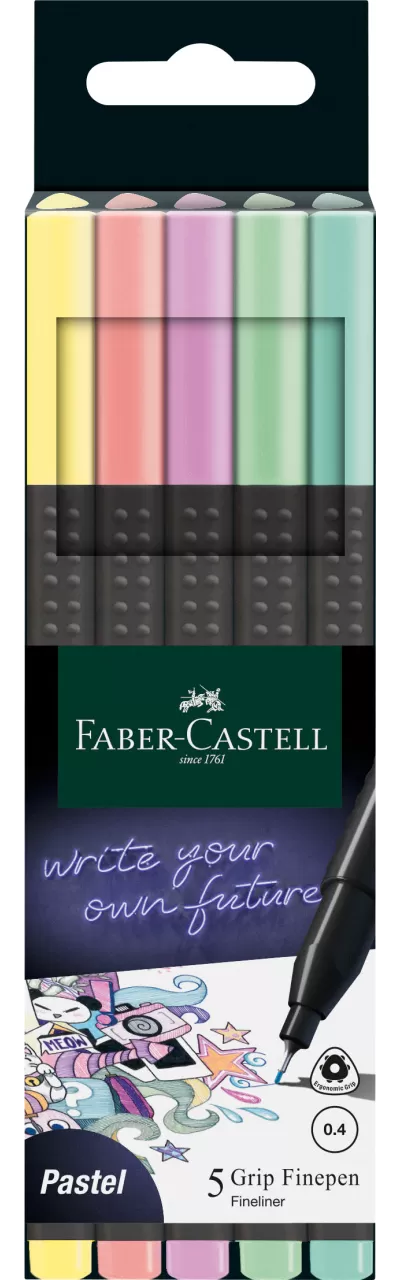 Liner 0.4mm set 5 buc pastel grip Faber-Castell-img