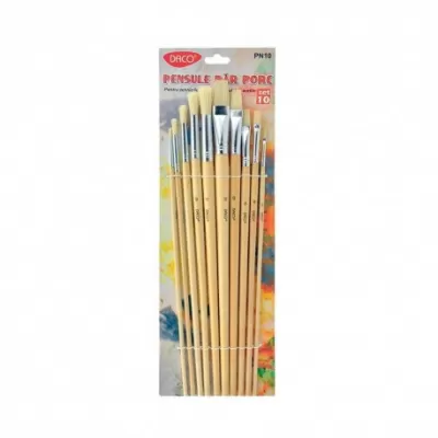 Pensule pictura set 10 bucati, par porc, coada lunga Daco PN10-img