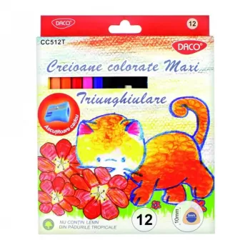 Creioane colorate maxi triunghiulare, 12 culori DACO-1