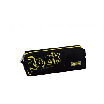 Penar liceu negru, imprimeu galben Rock, 1 fermoar Ecada 786611-1