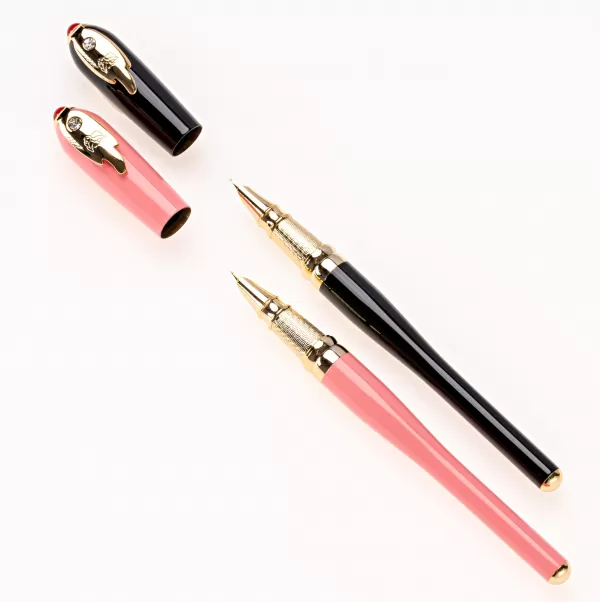 Stilou PICASSO metalic roz cu calimara si brosa 986RZ-2-IMG-slider