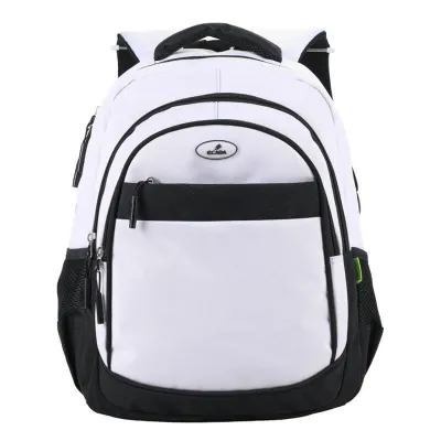 Ghiozdan copii alb cu insertii negre, gimnaziu si liceu, 46 cm Ecada 61449-img