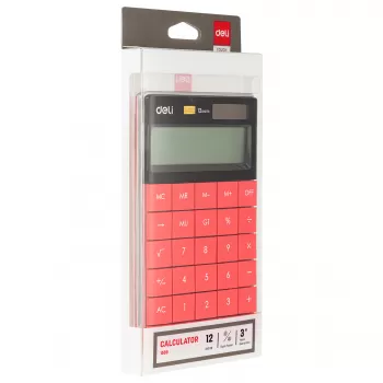 Calculator de birou 12 DG, rosu, Deli 1589R-3