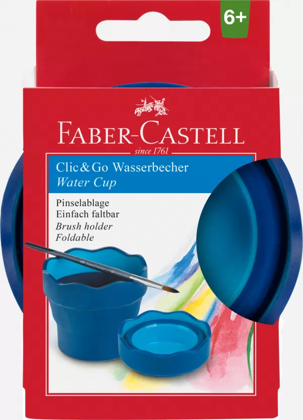Pahar pictura pliabil pentru spalat pensulele, Clik&Go albastru, Faber-Castell -3-IMG-slider
