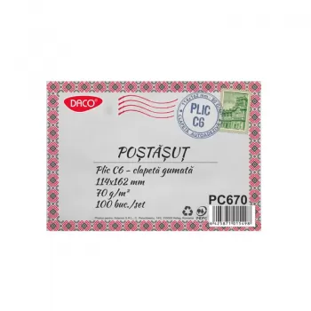 Plic C6 gumat alb, set 100 buc, Daco PC670-2