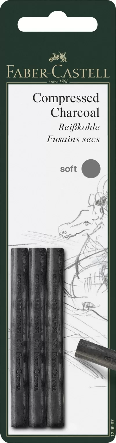 Blister 3 buc carbune presat pitt monochrome soft Faber-Castell-img