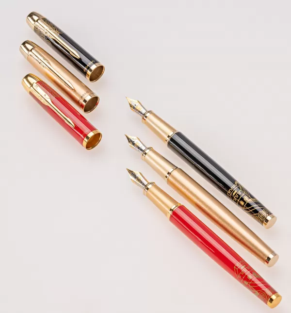Stilou PICASSO metalic rosu cu etui si calimara 9666R-2-IMG-slider