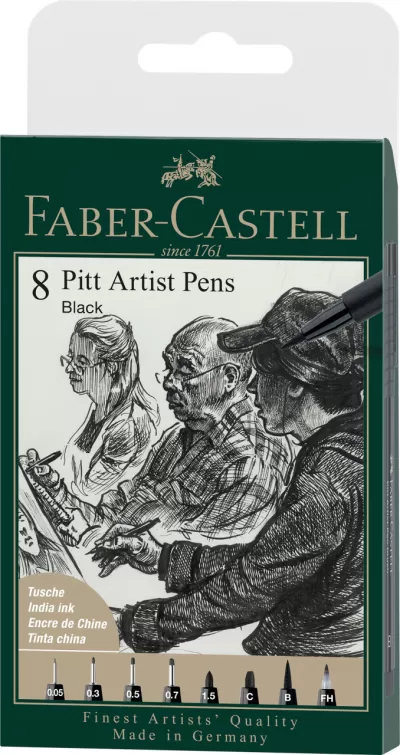 Pitt artist pen set 8 buc negru 2022 Faber-Castell-img