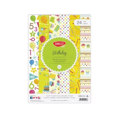 H&#226;rtie decorativ&#259; A4 Birthday 24 coli DACO HR932-img