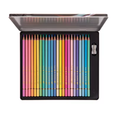 Set 24 creioane colorate pastel in cutie metalica Daco CC324P-img