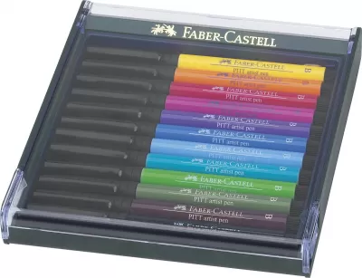 Cutie 12 culori pitt artist pen nuante basic Faber-Castell-img