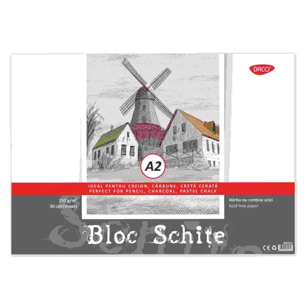 Bloc de desen A2, 30 file, 150 grame Daco BD215-1-IMG-slider