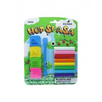Plastilina 8 culori cu 5 forme, 100g Ecada-1