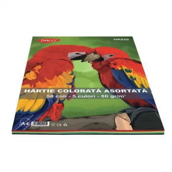 Hârtie colorată HR850 A4 50 coli 5 cul DACO 80g/mp-1
