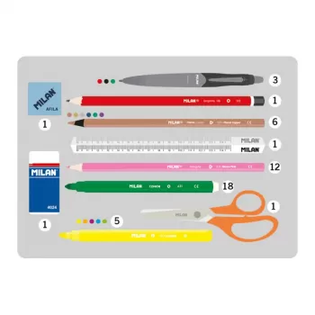Penar cu 3 compartimente echipat 49 piese, multicolor, Milan 1364FN-3