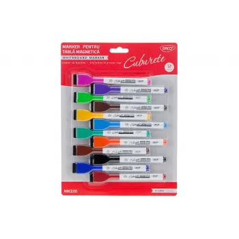 Set markere tabla magnetica cu burete, 12 culori Daco MK220-1