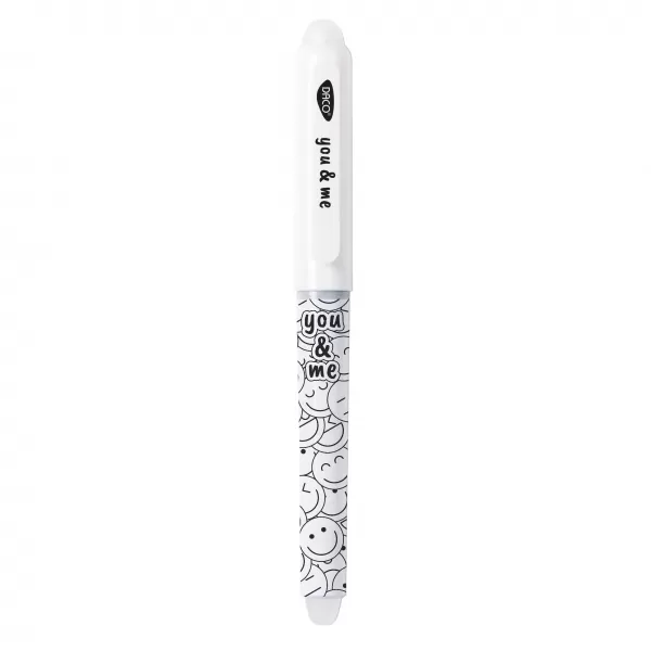 Stilou cu radiera You and Me Daco, alb, imprimeu emoji ST300W-2-IMG-slider