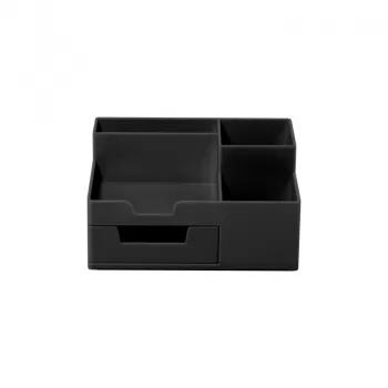 Suport accesorii si pixuri birou, 5 compartimente, negru Ecada-1