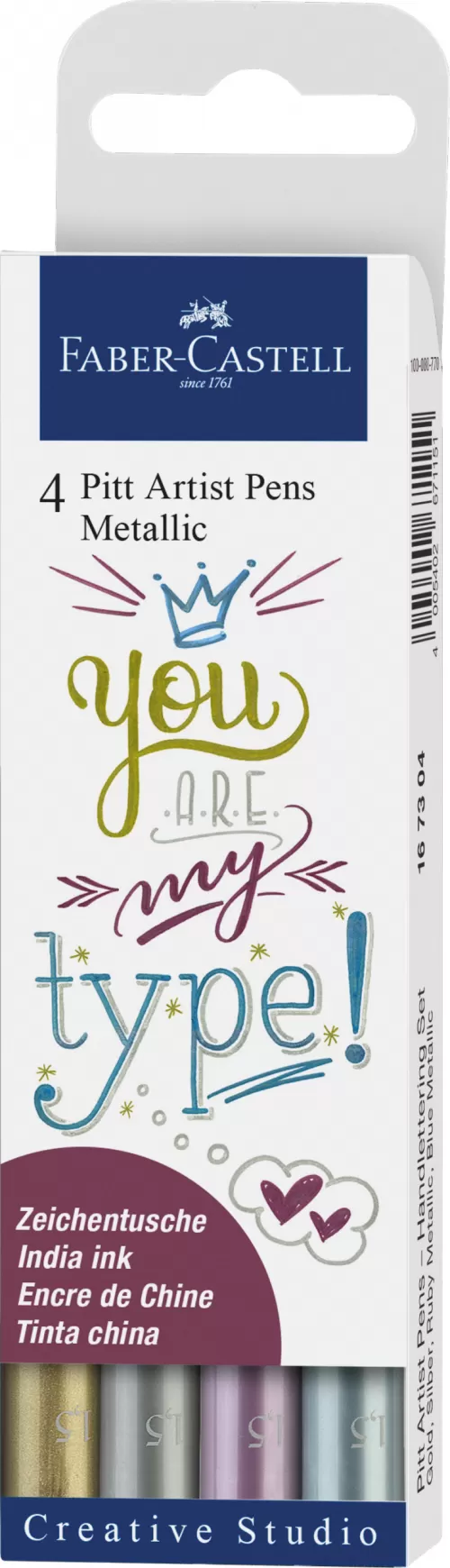 15-Pitt-artist-pen-set-4-buc-metalizate-Faber~Castell