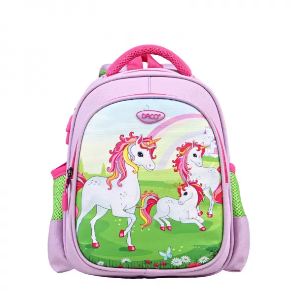 Ghiozdan gradinita fete, mov, impreimeu unicorni, 30 cm Daco GH293-1-IMG-slider