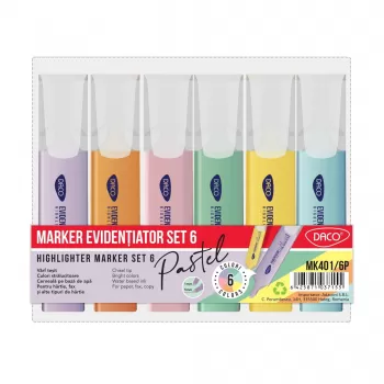 Marker evidentiator pastel set 6 bucati Daco -1