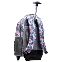 Ghiozdan scolar tip troler fete, gri cu imprimeu pene, 44.5 cm Daco GH4610-2-IMG-slider-mobile