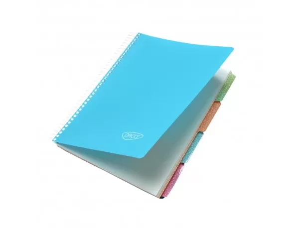 Caiet studentesc cu spira si coperta plastic 5 subiecte, 200 file, hartie 70g/m2 Daco CT5200-9-IMG-slider