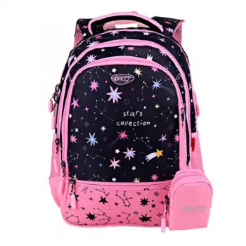 Ghiozdan fete clasa 0, Star collection, negru, 38 cm Daco GH3017-1