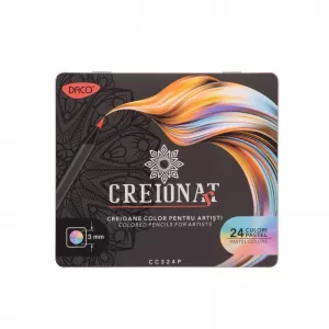 Set 24 creioane colorate pastel in cutie metalica Daco CC324P-2-IMG-nav