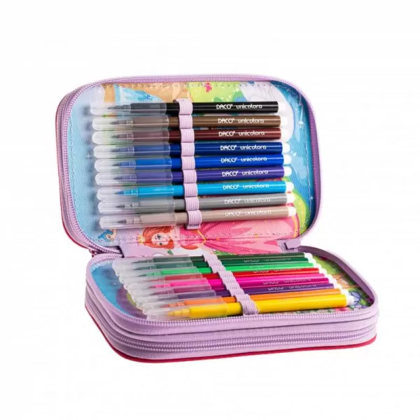 Penar fete cu 3 fermoare echipat cu 46 de piese, unicorn Princess Daco PE3019E-2-IMG-slider