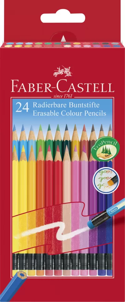 Creioane colorate 24 culori cu guma eco Faber-Castell-img