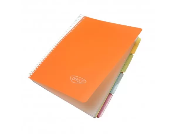 Caiet studentesc cu spira si coperta plastic 5 subiecte, 200 file, hartie 70g/m2 Daco CT5200-11-IMG-slider