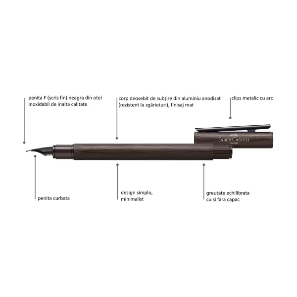 Stilou Neo slim aluminium negru, penita F, Faber-Castell-2-IMG-slider