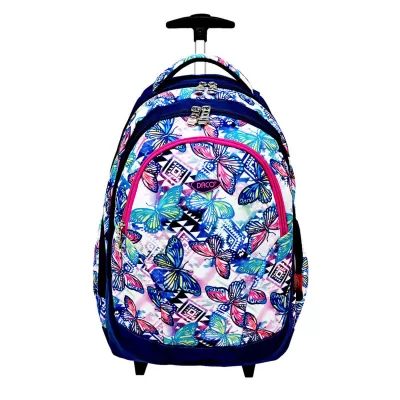 Ghiozdan troler fete, 45.5 cm, imprimeu fluturi Daco GH4014-img