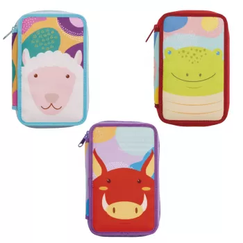 Penar cu 3 fermoare echipat cu 45 piese, imprimeu animale Carioca-1